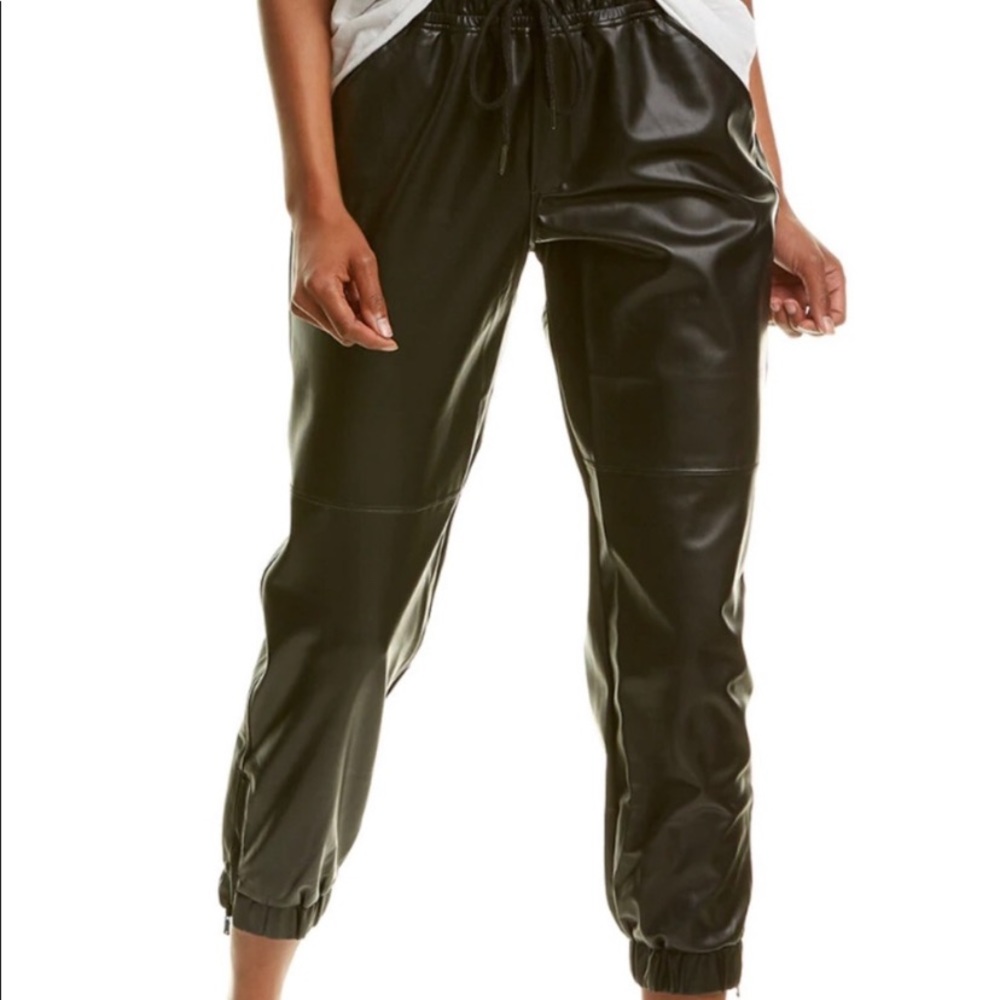 David Lerner faux leather joggers